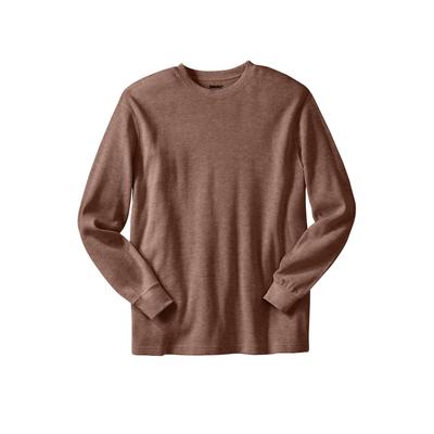 Men's Big & Tall Waffle-knit thermal crewneck tee by KingSize in Heather Brown (Size 3XL) Long Underwear Top