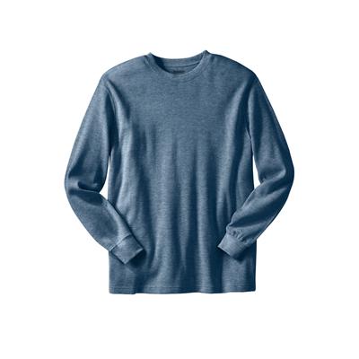 Men's Big & Tall Waffle-knit Thermal Crewneck Tee by KingSize in Heather Slate Blue (Size 7XL) Long Underwear Top