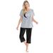 Plus Size Women's 2-Piece Capri PJ Set by Dreams & Co. in Black Dot (Size 1X) Pajamas