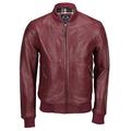 New Mens Soft Real Leather Bomber Jacket Vintage Biker Style in Black Rust Brown[BOMBER-NO-COLLAR,3XL,Burgendy]