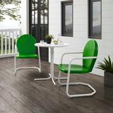 Griffith 3Pc Outdoor Metal Bistro Set Kelly Green Gloss/White Satin - Bistro Table & 2 Chairs - Crosley KO10008GR