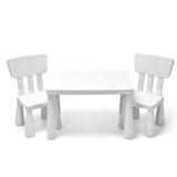 Costway 3 Pieces Toddler Multi Activity Play Dining Study Kids Table and Chair Set-White