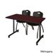 Kobe Black Metal and Wood 48-inch x 24-inch Mobile Training Table with 2 Black M-style Stacking Chairs