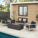 Pismo Outdoor Aluminum Chat Set w/ Fire Pit by Christopher Knight Home