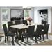 East West Furniture Dining Set- a Rectangle Dining Table and Black Color Linen Fabric Upholstered Chairs, Black(Pieces Optiopns)