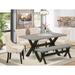 East West Furniture Dining Table Set- a Wooden Table and Light Beige Linen Fabric Chairs, Wire brushed Black.(Pieces Options)