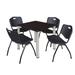 Regency Seating Kee Chrome 30-inch Square Breakroom Table with 4 Black M-style Stacking Chairs