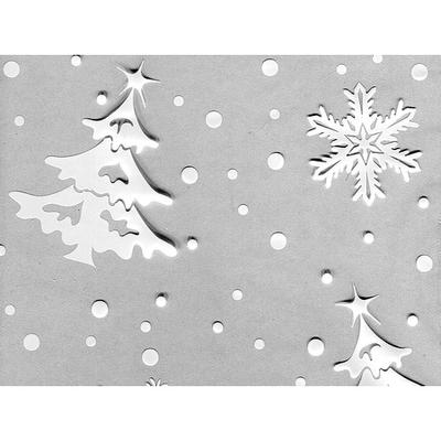 Pack Of 100, 5 X 3 X 11" 1.2 Mil Winter Flurry Christmas Print Cello Bags W/White Christmas Trees & Snowflakes Made In Usa