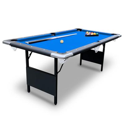 Hathaway Fairmont 6-Ft Portable Billiards Pool Game Room Table, Foldable - Black with Blue Felt