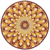 Yellow 96 x 0.5 in Indoor Area Rug - World Menagerie Round Swind Floral Handmade Tufted Wool Rust/Gold Area Rug Wool | 96 W x 0.5 D in | Wayfair