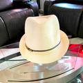 Nine West Accessories | Off White Nine West Straw Summer Hat Brown Band | Color: Cream | Size: Os