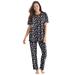 Plus Size Women's Floral Henley PJ Set by Dreams & Co. in Black Bouquet (Size M) Pajamas