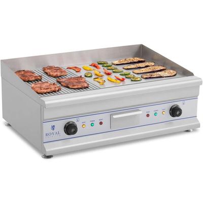 Royal Catering - Elektro Grillplatte Griddleplatte Griddle Bräter Grill 75cm geriffelt 2 x 3200 w