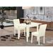 East West Furniture Dinette Set - a Dining Table and White Faux Leather Parson Dining Chairs, Linen White(Pieces Option)