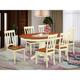 East West Furniture 7 Piece Dining Table Set Consist of an Oval Dining Room Table and 6 Wooden Seat Chairs, Buttermilk & Cherry