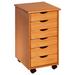 Adeptus Original Roll Cart, Solid Wood, 6 Drawer Roll Cart, Med Pine