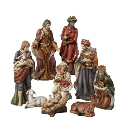 Kurt Adler 9-Inch Porcelain Nativity Figures Tablepiece Set of 9