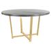 ellahome Tessa 56" Trestle Dining Table Wood/Metal in Gray/Yellow | 30 H x 56 W x 56 D in | Wayfair DT24GLDSV