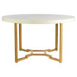 ellahome Kim 56" Trestle Dining Table Wood/Metal in White/Yellow | 30 H x 56 W x 56 D in | Wayfair DT25GLAWV