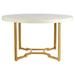 ellahome Kim 56" Trestle Dining Table Wood/Metal in White/Yellow | 30 H x 56 W x 56 D in | Wayfair DT25GLAWV