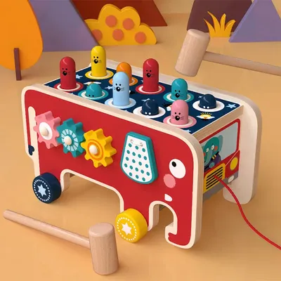 Whack-a-taupe – jouets en bois pour bébés et enfants, jeu amusant, activité Montessori, coups
