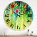 Designart 'Abstract Floral Watercolor in Green and Red' Modern wall clock