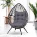 Outsunny Patio Wicker Egg Chair w/ Soft Cushion, Teardrop Cuddle Seat, Outdoor / Indoor Patio Chair