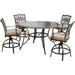 Hanover Traditions 5-Piece High-Dining Bar Set in Tan with 56 In. Cast-top Table