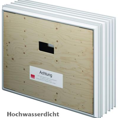 ACO Therm 3.0 Leibungskellerfenster Hochwasserdicht mit 3-fach WSG, Anschlag rechts, 100x50 cm,25 cm