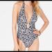 Michael Kors Swim | New Michael Kors Frozen Chain-Ring Halter Swimsuit | Color: Black/Gray | Size: 16