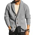 FUERI Mens Cardigan Knitted Jacket Shawl Collar Loose Chunky Cable Knit V Neck Knitwear Outerwear, Grey, XXL