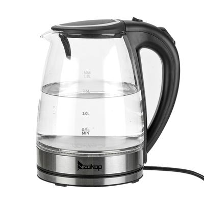 1500W 1.8L Electric Glass Tea Kettle Hot Water Kettle with Auto Shutoff Protection, Stainless Steel Lid & Bottom