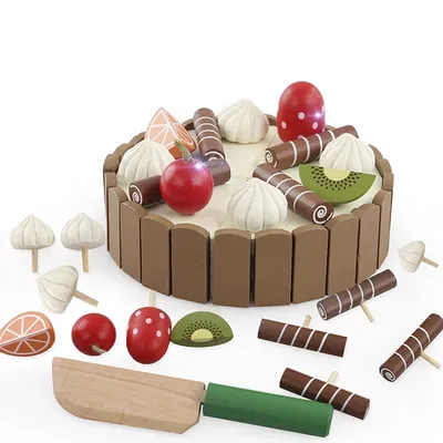 Coupe de gâteau aux fruits en bois jouet de cuisine nourriture en bois cadeaux d'anniversaire