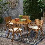 Gracie Oaks Cotswald Round 4 - Person 47.25" Long Acacia Outdoor Dining Set w/ Cushions Wood in Brown | Wayfair AD67F7C43CBA40A3A7190AA69D45886F