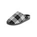 Extra Wide Width Men's Fleece Clog Slippers by KingSize in Heather Grey Plaid (Size 9 EW)