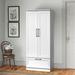 Latitude Run® Aliaya Armoire Wood in White | 71.181 H x 29.055 W x 20.945 D in | Wayfair 711BF1576CE04B0B8BED268970D3B9A2