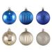 100ct Silver and Blue Shatterproof 3-Finish Christmas Ornaments 2.5"