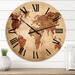 Designart 'Ancient Map of The World VII' Vintage wall clock