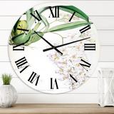 Designart 'Vintage White Orchid II' Traditional wall clock