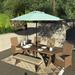 California Umbrella 9' Rd.Crank Lift, Collar Tilt, Aluminum Pole, Fiberglass Rib Patio Umbrella, Black Finish, Sunbrella Fabric