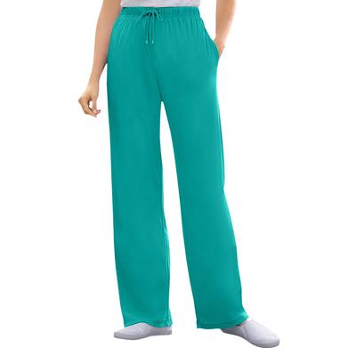 Plus Size Women's Sport Knit Straight Leg Pant by Woman Within in Waterfall (Size S)