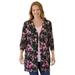 Plus Size Women's Perfect Longer-Length Cotton Cardigan by Woman Within in Black Floral (Size M) Sweater