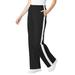 Plus Size Women's Side Stripe Cotton French Terry Straight-Leg Pant by Woman Within in Black White (Size 14/16)