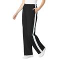 Plus Size Women's Side Stripe Cotton French Terry Straight-Leg Pant by Woman Within in Black White (Size 26/28)