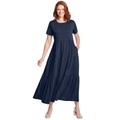 Plus Size Women's Short-Sleeve Tiered Dress by Woman Within in Navy (Size 14/16)
