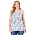 Plus Size Women's Perfect Printed Scoopneck Tank by Woman Within in White Lovely Ditsy (Size 34/36) Top