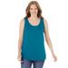 Plus Size Women's Scoopneck Tank by Woman Within in Deep Teal (Size 1X) Top