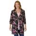 Plus Size Women's Perfect Longer-Length Cotton Cardigan by Woman Within in Black Floral (Size 3X) Sweater