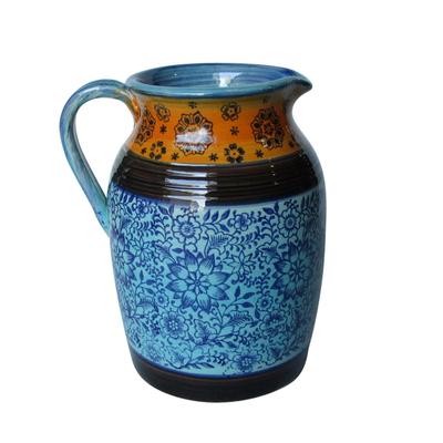 11.4 Inch Yellow & Blue Pattern Pitcher- Jeco Whol...