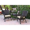 Windsor Espresso Wicker Chair And End Table Set With Ivory Chair Cushion- Jeco Wholesale W00215_2-CES001